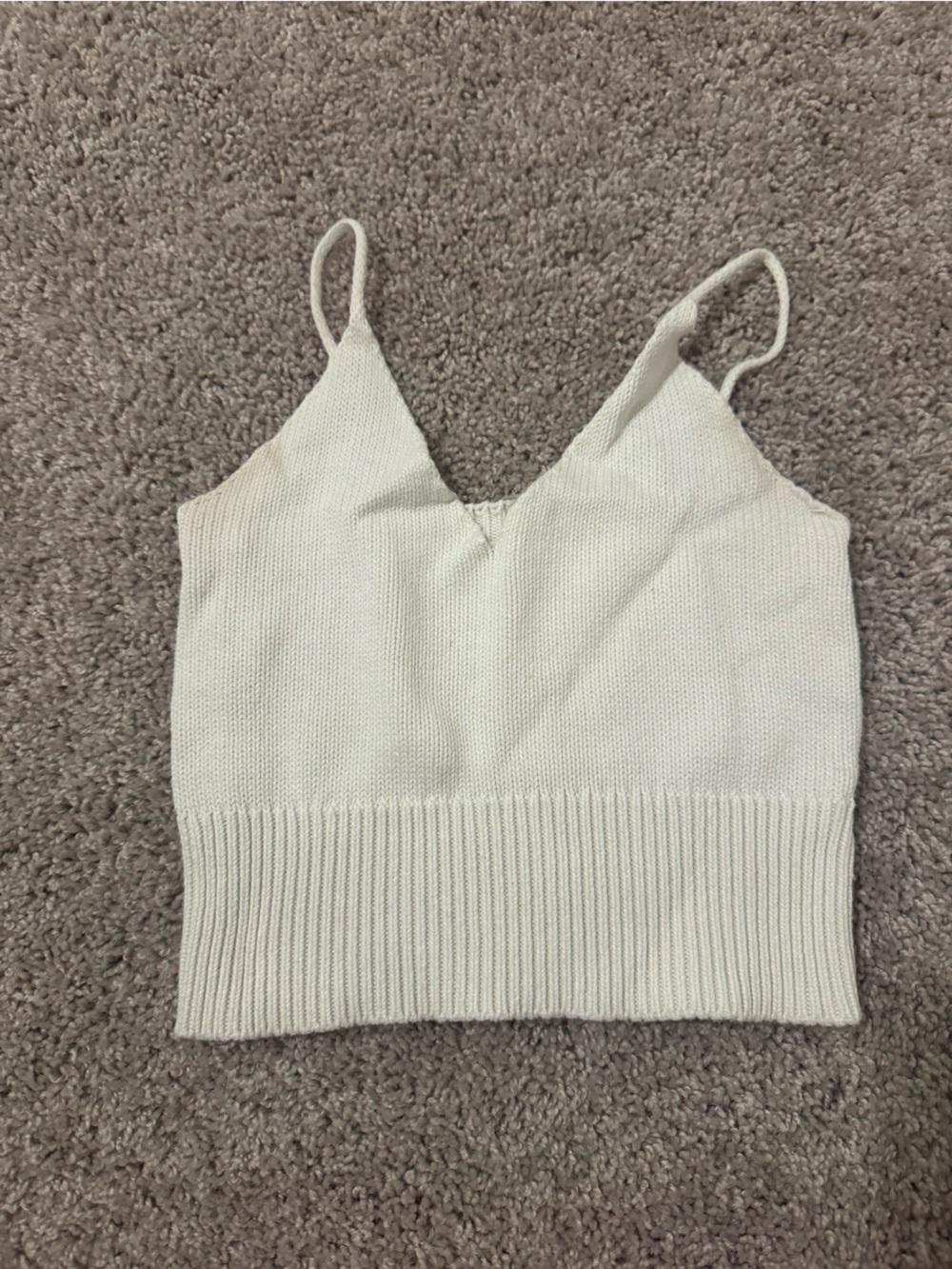 Brandy Melville Cream Knit V-Neck Cropped Tank